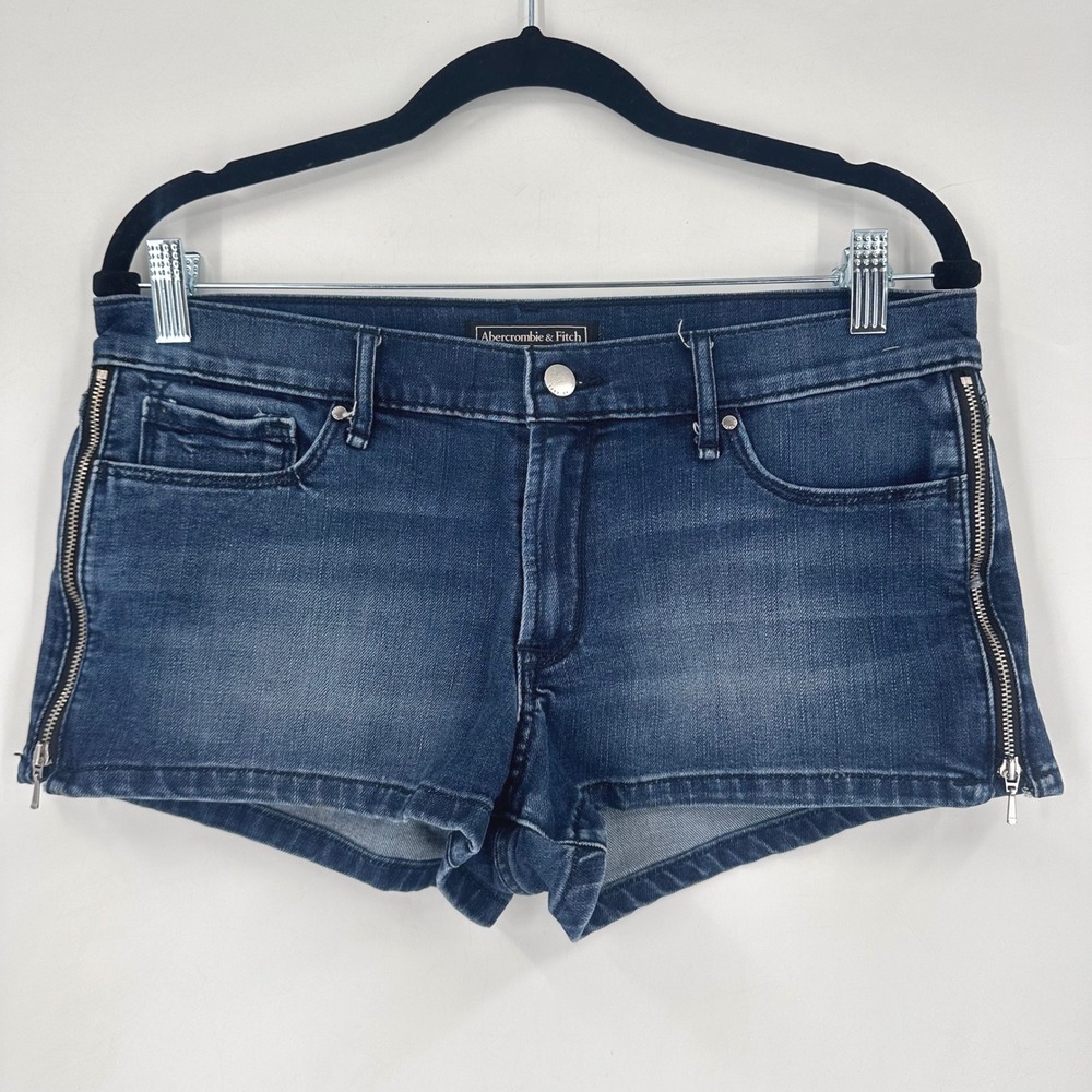Abercrombie Fitch Womens Denim‎ Jean micro mini Shorts Zipper Blue Size 28